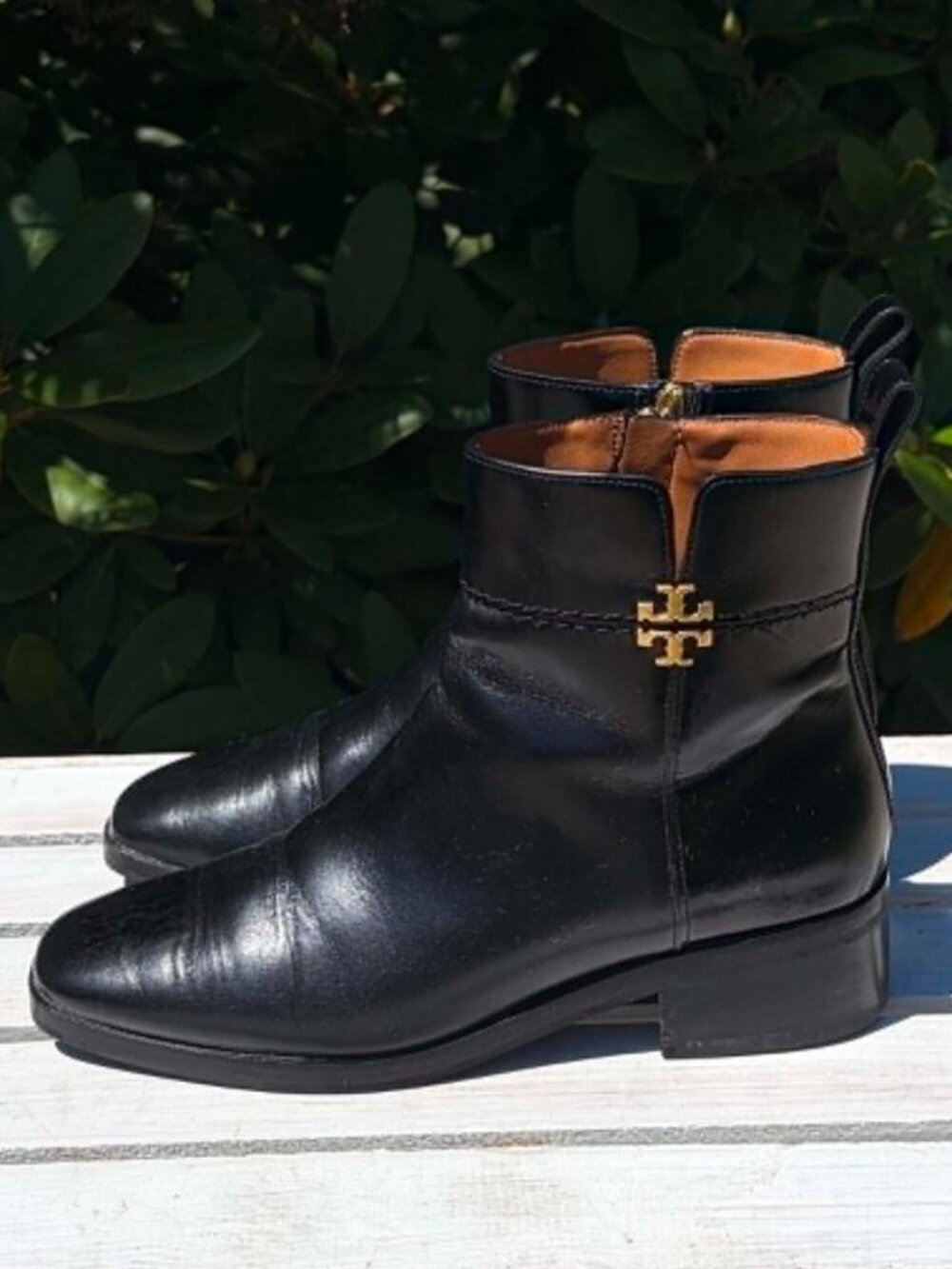 Tory Burch Everly Flat Leather Booties - Size 6.5